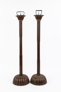 A pair of antique Japanese candlesticks, carved wood with lacquered finish, 19th/20th century, ​​​​​​​86cm high