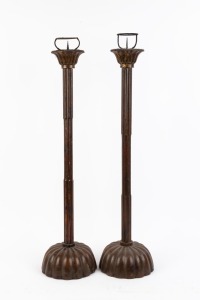 A pair of antique Japanese candlesticks, carved wood with lacquered finish, 19th/20th century, 86cm high