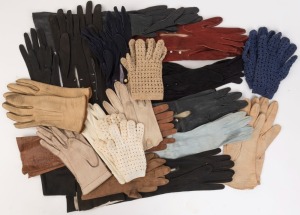 Collection of assorted vintage gloves including fine kid skin cocktail examples