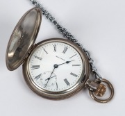WALTHAM American antique silver cased pocket watch together with three reproduction fob watches with quartz movements, ​​​​​​​the Waltham 7cm high overall - 2