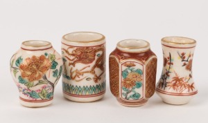 Four SATSUMA miniature Japanese ceramic vases, early 20th century, ​​​​​​​the largest 3.3cm high