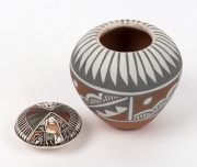 MARY SMALL&nbsp;Jemez Pueblo pottery vessel, incised "Mary Small, 1987", together with a pottery incense holder signed "D. Lewis, Aloma", (2 items), ​​​​​​​the vessel 8cm high