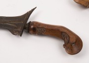 Three Indonesian Kris blades with scabbards, early to mid 20th century, the largest 43cm long overall - 3