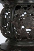 An antique Chinese cast bronze temple&nbsp;lantern, 18th century, later wooden plinth, 50cm high, 46cm wide - 2