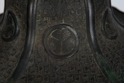 An antique Chinese cast bronze temple&nbsp;lantern, 18th century, later wooden plinth, 50cm high, 46cm wide - 4