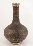 An antique Tibetan silver plated vase with ornate embossed and engraved decoration, 19th century, ​​​​​​​38cm high - 2