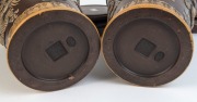 A pair of Chinese ceramic p&acirc;te-sur-p&acirc;te pottery vases on stands with dragon decoration, 20th century, impressed seal marks to bases, 41cm high - 2