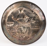 An antique silver plated embossed plaque, 19th century, ​​​​​​​30cm diameter - 3