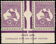 Mixed **/*/O group on cards. Includes Sm. Mult. 9d violet** (4) and 1/- emarald**; CofA, 9d violet**, 9d violet Ash imprint pair** (2) and 2/- maroon Ash imprint pair** plus 4 cards with mint or used groups in various wmks. Mixed condition with better ite - 2