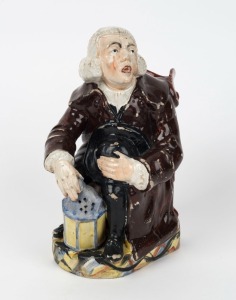 ENOCH WOOD "The Nightwatchman" Staffordshire pottery jug, circa 1800, 23cm high