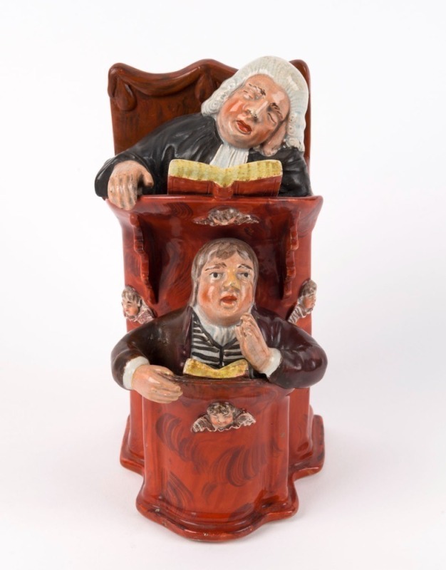 ENOCH WOOD "The Vicar and Moses" Staffordshire pottery statue, circa 1800, ​​​​​​​20cm high