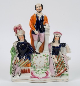 "SHAKESPEARE, HAMLET & LADY MacBETH" Staffordshire pottery statue, 19th century, 26.5cm high