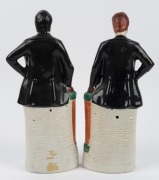 "SANKEY" and "MOODY" pair of Staffordshire pottery statues, 19th century, 35cm high - 2