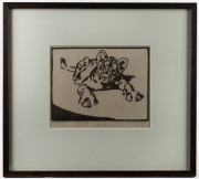 NORBERTINE VON BRESSLERN-ROTH (1891 - 1978) Young Lion, linocut, endorsed "Handdruck", titled and signed in lower margin, 17 x 22.5cm; framed 40 x 44cm overall. - 2