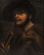 Framed oil painting portrait of a man in gilt frame, ​​​​​​​56 x 66cm overall - 2