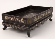 An antique Vietnamese wedding tray, rosewood and silver inlaid with mother of pearl, circa 1860, ​​​​​​​10cm high, 31cm wide, 19cm deep - 3