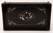 An antique Vietnamese wedding tray, rosewood and silver inlaid with mother of pearl, circa 1860, ​​​​​​​10cm high, 31cm wide, 19cm deep - 4