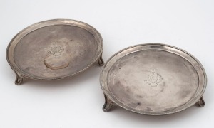 A pair of Georgian sterling silver salvers, by Henry Chawner of London, circa 1791, 17.5cm diameter, 588 grams total