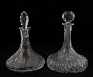 Two ship's crystal decanters, 20th century, 26cm and 27cm high