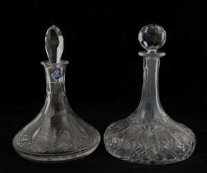 Two ship's crystal decanters, 20th century, ​​​​​​​26cm and 27cm high