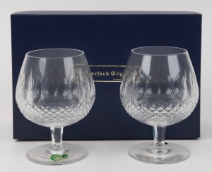 WATERFORD Irish crystal pair of brandy balloons in original box, late 20th century, 13cm high