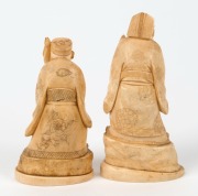 A pair of Chinese carved ivory statues of scholars, 19th/20th century, 13cm and 11cm high&nbsp; - 2