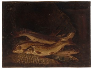 ARTIST UNKNOWN (19th century), (brown trout), oil on canvas, ​​​​​​​31 x 41cm