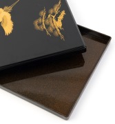 A Japanese lacquer ware document box decorated with flying cranes, 20th century, ​​​​​​​2cm high, 18cm wide, 23cm deep - 3