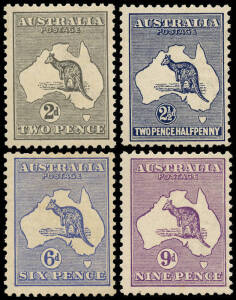 Mixed **/*/O group on cards incl. 2d grey** (4) & * (2), 2&frac12;d indigo** (3) & * (3), 6d ultramarine** & *, 9d violet*, 1/- emerald* plus 5/- grey & yellow* (toned). Mixed condition, mainly fine, viewing suggested.