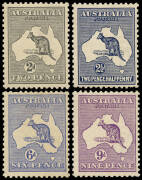 Mixed **/*/O group on cards incl. 2d grey** (4) & * (2), 2&frac12;d indigo** (3) & * (3), 6d ultramarine** & *, 9d violet*, 1/- emerald* plus 5/- grey & yellow* (toned). Mixed condition, mainly fine, viewing suggested.