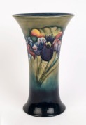 MOORCROFT "ORCHID" English pottery vase with celadon green and blue ground, circa 1930, impressed "Moorcroft, Made In England, Potter To H.M. The Queen" with blue underglaze signature, ​​​​​​​26cm high, 16cm wide - 2