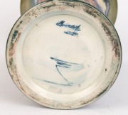 MOORCROFT "ORCHID" English pottery vase with celadon green and blue ground, circa 1930, impressed "Moorcroft, Made In England, Potter To H.M. The Queen" with blue underglaze signature, ​​​​​​​26cm high, 16cm wide - 3