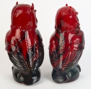 ROYAL DOULTON&nbsp;"Flambe Veined" pair of owl statues, stamped "Royal Doulton, England, Made In England, Flambe Veined", ​​​​​​​29cm and 30cm high - 3