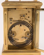 BOER WAR. Antique French repeater carriage clock in brass case with enamel dial and Roman numerals, housed in original embossed leather case, 19th century. (Movement running). Bears a silver plaque inscribed "Presented As A Mark Of Their Esteem. By The Of - 5