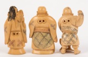 Three Japanese carved ivory standing figural netsuke, Meiji period, 20th century, ​​​​​​​the largest 5cm high - 2