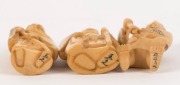 Three Japanese carved ivory standing figural netsuke, Meiji period, 20th century, ​​​​​​​the largest 5cm high - 3