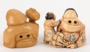 Two Japanese carved ivory netsuke, one of a mother and child, the other of a bearded man, Meiji Period, 19th/20th century, ​​​​​​​the larger 4cm high, 4.5cm wide - 2