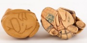 Two Japanese carved ivory netsuke, one of a mother and child, the other of a bearded man, Meiji Period, 19th/20th century, ​​​​​​​the larger 4cm high, 4.5cm wide - 3