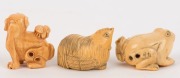 Three Japanese carved ivory animal form netsuke, Meiji period, 19th/20th century, ​​​​​​​the largest 4cm high - 2