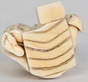 A Japanese carved marine ivory statue of the mask maker, 20th century, ​​​​​​​6cm high - 3