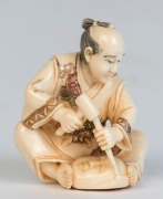 Two Kyoto school Japanese carved ivory netsuke with kabuki masks, 20th century, ​​​​​​​the larger 4cm high - 2