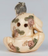 Two Kyoto school Japanese carved ivory netsuke with kabuki masks, 20th century, ​​​​​​​the larger 4cm high - 3