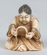 Two Kyoto school Japanese carved ivory netsuke with kabuki masks, 20th century, ​​​​​​​the larger 4cm high - 5