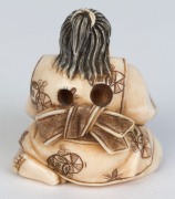 Two Kyoto school Japanese carved ivory netsuke with kabuki masks, 20th century, ​​​​​​​the larger 4cm high - 7