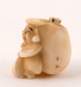 Three antique Japanese carved ivory ojime beads, Meiji period, 19th century, the largest 2cm high. PROVENANCE: The Berry Collection, Melbourne, Young's Auctions, 2008 - 2