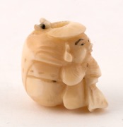 Three antique Japanese carved ivory ojime beads, Meiji period, 19th century, the largest 2cm high. PROVENANCE: The Berry Collection, Melbourne, Young's Auctions, 2008 - 3
