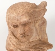A French Art Deco terracotta bust, ​​​​​​​signed (illegible), 31cm high, 34cm long - 2