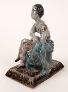 SUSI SINGER (1894-1955), Austrian pottery statue of a seated lady, circa 1920, with&nbsp;Wiener Werkst&auml;tte&nbsp;monogram impressed mark, ​​​​​​​19.5cm high - 5