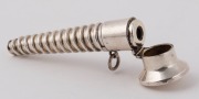 A novelty antique solid silver scent bottle in the form of a carpet screw, with hinged lid and original glass liner, circa 1870s, ​​​​​​​10cm long - 2