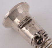 A novelty antique solid silver scent bottle in the form of a carpet screw, with hinged lid and original glass liner, circa 1870s, ​​​​​​​10cm long - 3